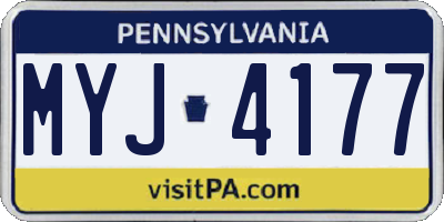 PA license plate MYJ4177