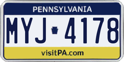 PA license plate MYJ4178
