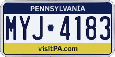 PA license plate MYJ4183