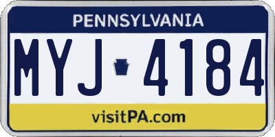 PA license plate MYJ4184