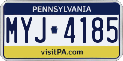 PA license plate MYJ4185