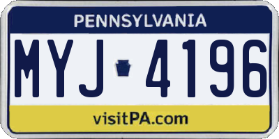 PA license plate MYJ4196