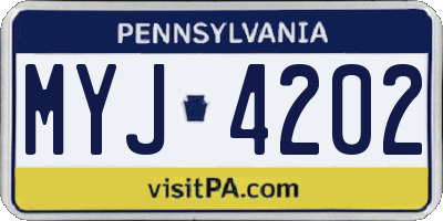 PA license plate MYJ4202