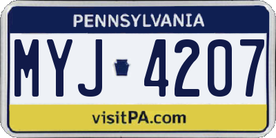 PA license plate MYJ4207