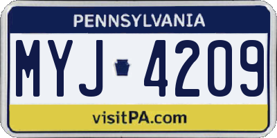 PA license plate MYJ4209
