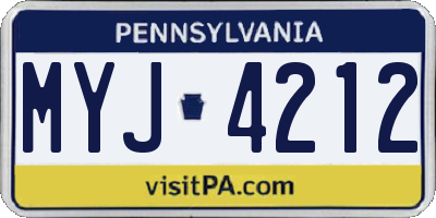PA license plate MYJ4212
