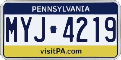 PA license plate MYJ4219