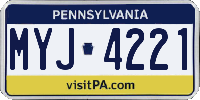 PA license plate MYJ4221