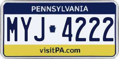 PA license plate MYJ4222