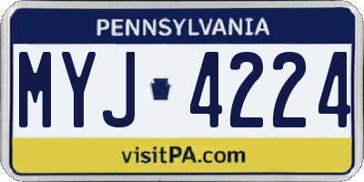 PA license plate MYJ4224