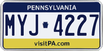 PA license plate MYJ4227