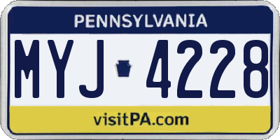 PA license plate MYJ4228