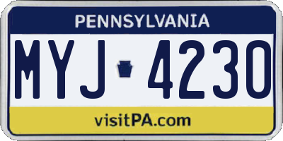 PA license plate MYJ4230