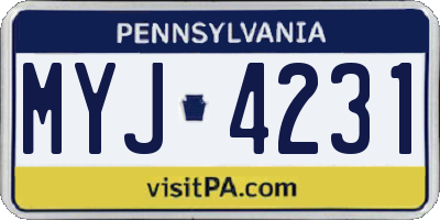 PA license plate MYJ4231