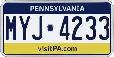 PA license plate MYJ4233