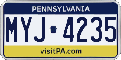 PA license plate MYJ4235
