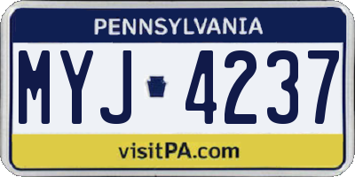 PA license plate MYJ4237
