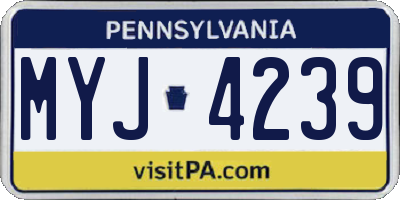 PA license plate MYJ4239