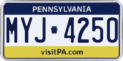 PA license plate MYJ4250