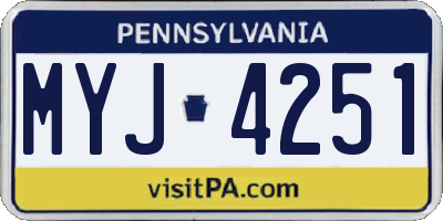PA license plate MYJ4251