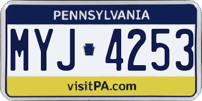 PA license plate MYJ4253
