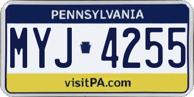 PA license plate MYJ4255