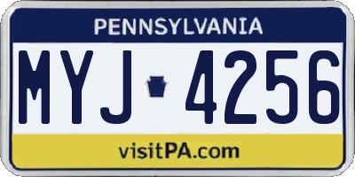 PA license plate MYJ4256