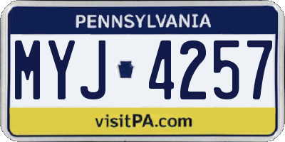 PA license plate MYJ4257