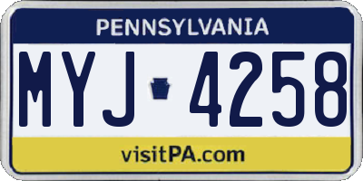 PA license plate MYJ4258