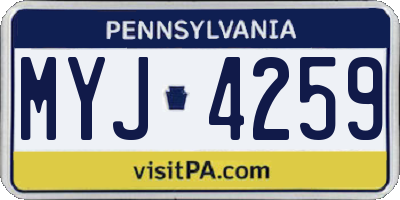 PA license plate MYJ4259