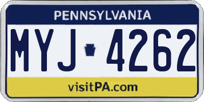PA license plate MYJ4262