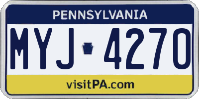 PA license plate MYJ4270