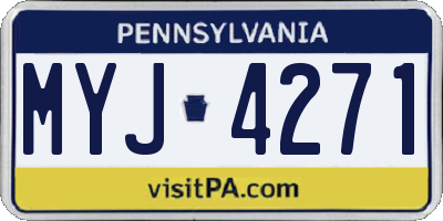 PA license plate MYJ4271