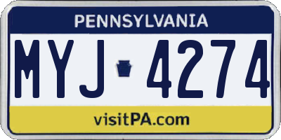 PA license plate MYJ4274