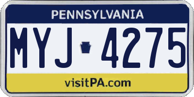 PA license plate MYJ4275