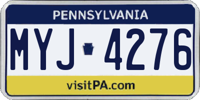PA license plate MYJ4276