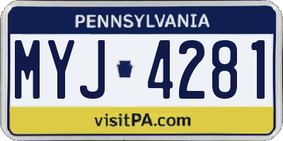 PA license plate MYJ4281