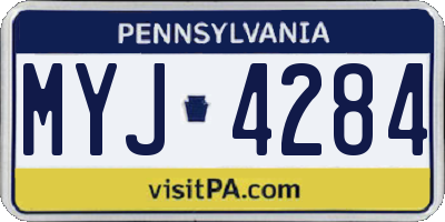 PA license plate MYJ4284