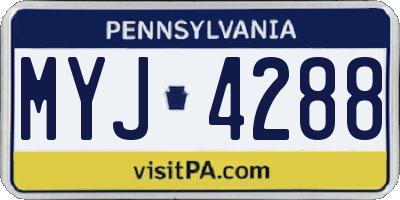 PA license plate MYJ4288