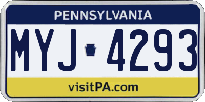 PA license plate MYJ4293