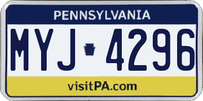 PA license plate MYJ4296