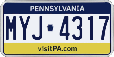 PA license plate MYJ4317