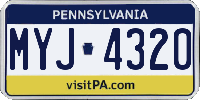 PA license plate MYJ4320
