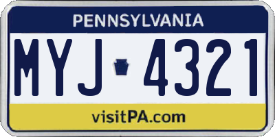 PA license plate MYJ4321