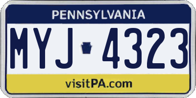 PA license plate MYJ4323