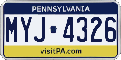 PA license plate MYJ4326