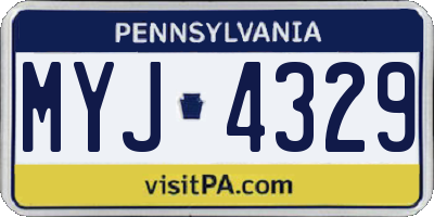 PA license plate MYJ4329