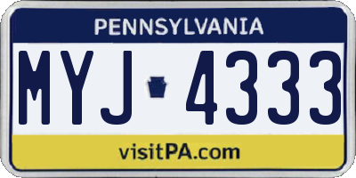 PA license plate MYJ4333