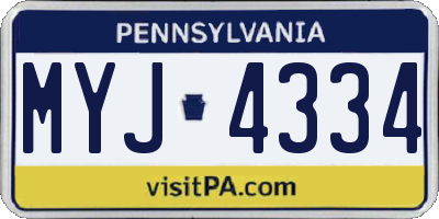 PA license plate MYJ4334