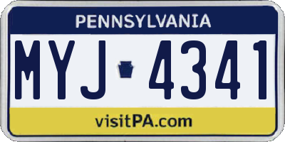 PA license plate MYJ4341